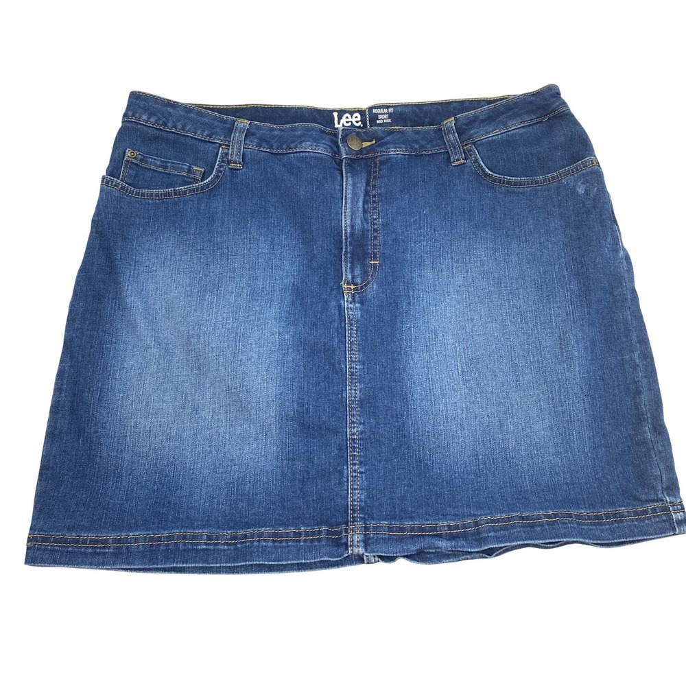 Lee Jean Skort Womens 18M Regular Fit Mid Rise Blue Denim Casual Stretch Outdoor
